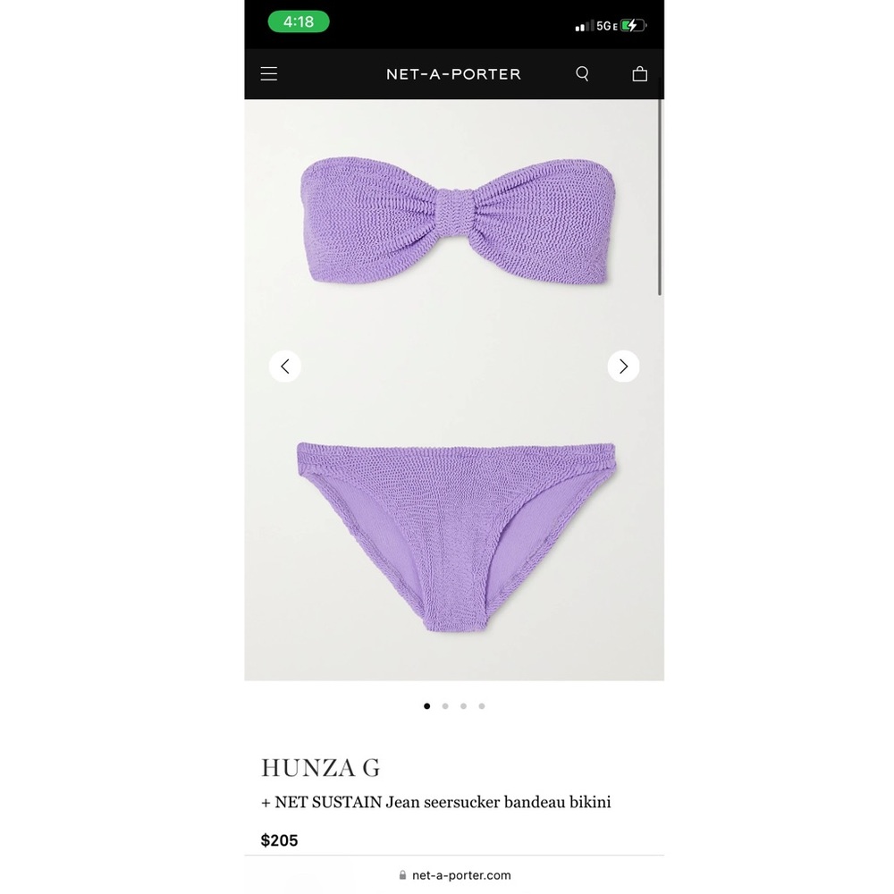 Hunza G Lilac bandeau bikini